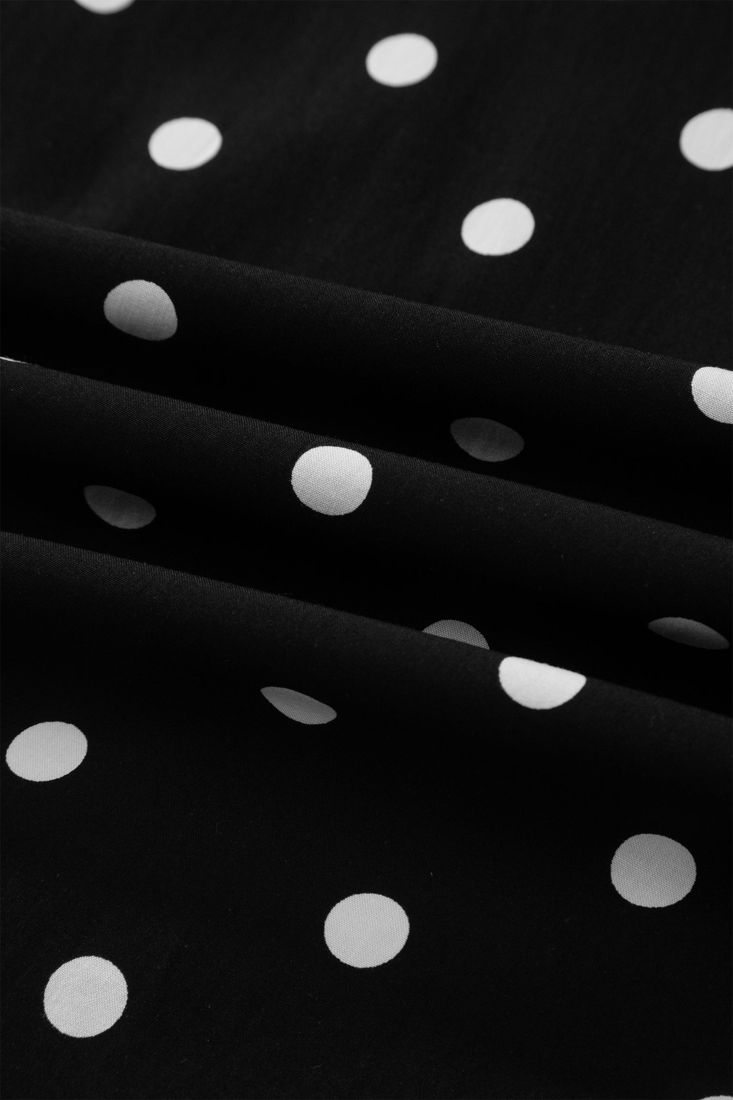 Polka Dot Print Contrast Trim V-Neck Zip Up Sleeveless Dress