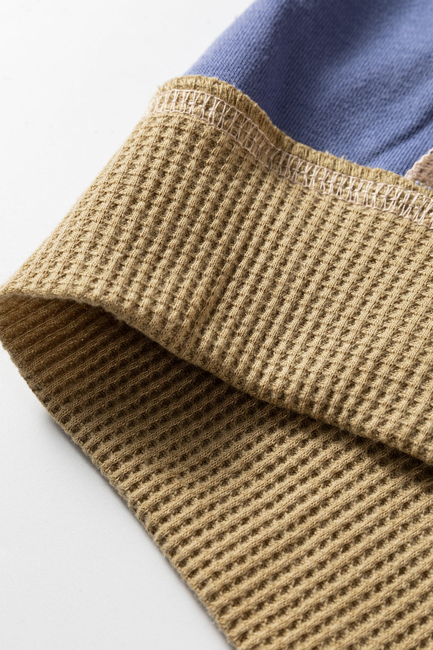 Mix Texture Waffle Patchwork Oversize Sweatshirt - eAura