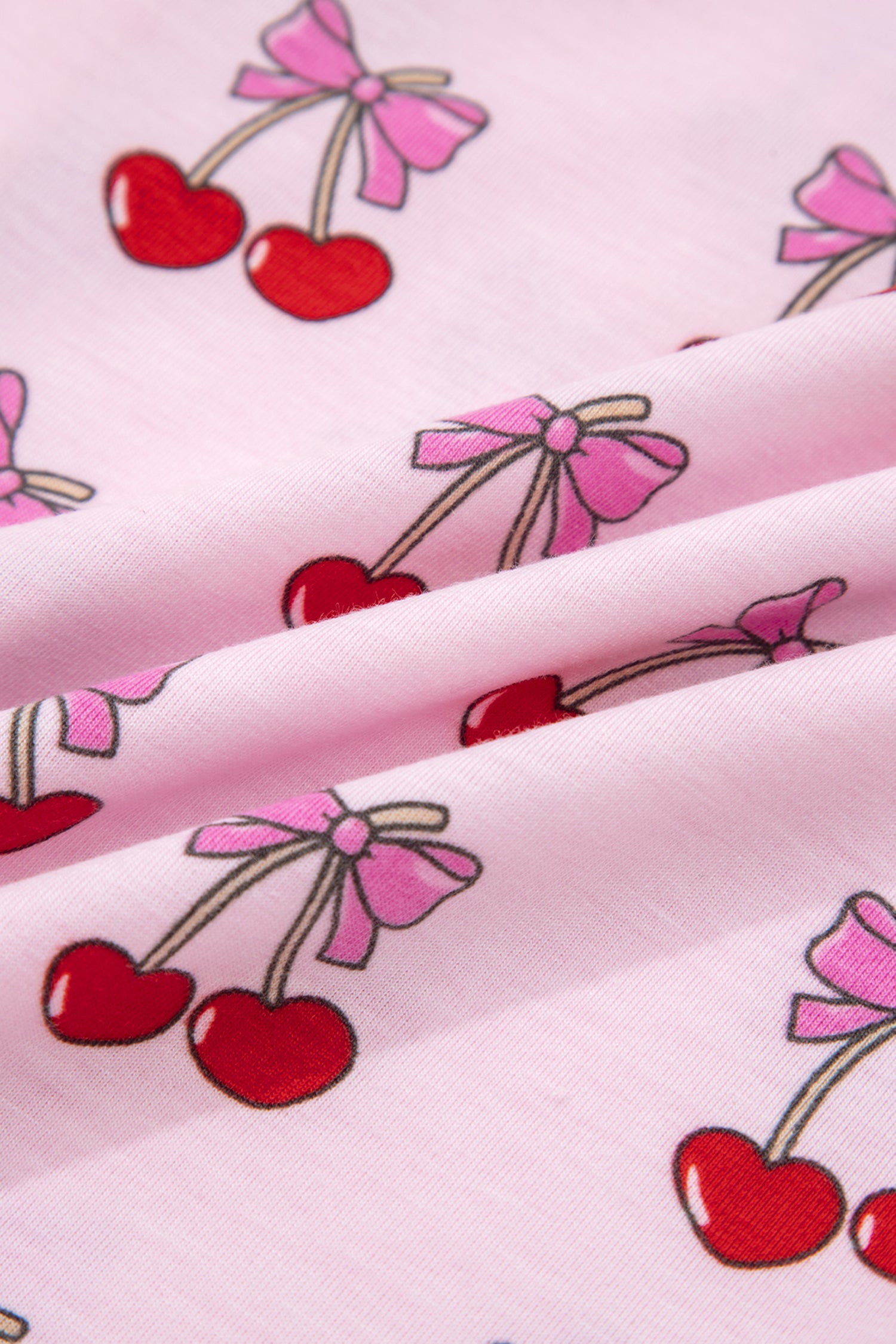 Cherry/Bow Print Short Pajama Set – Pink