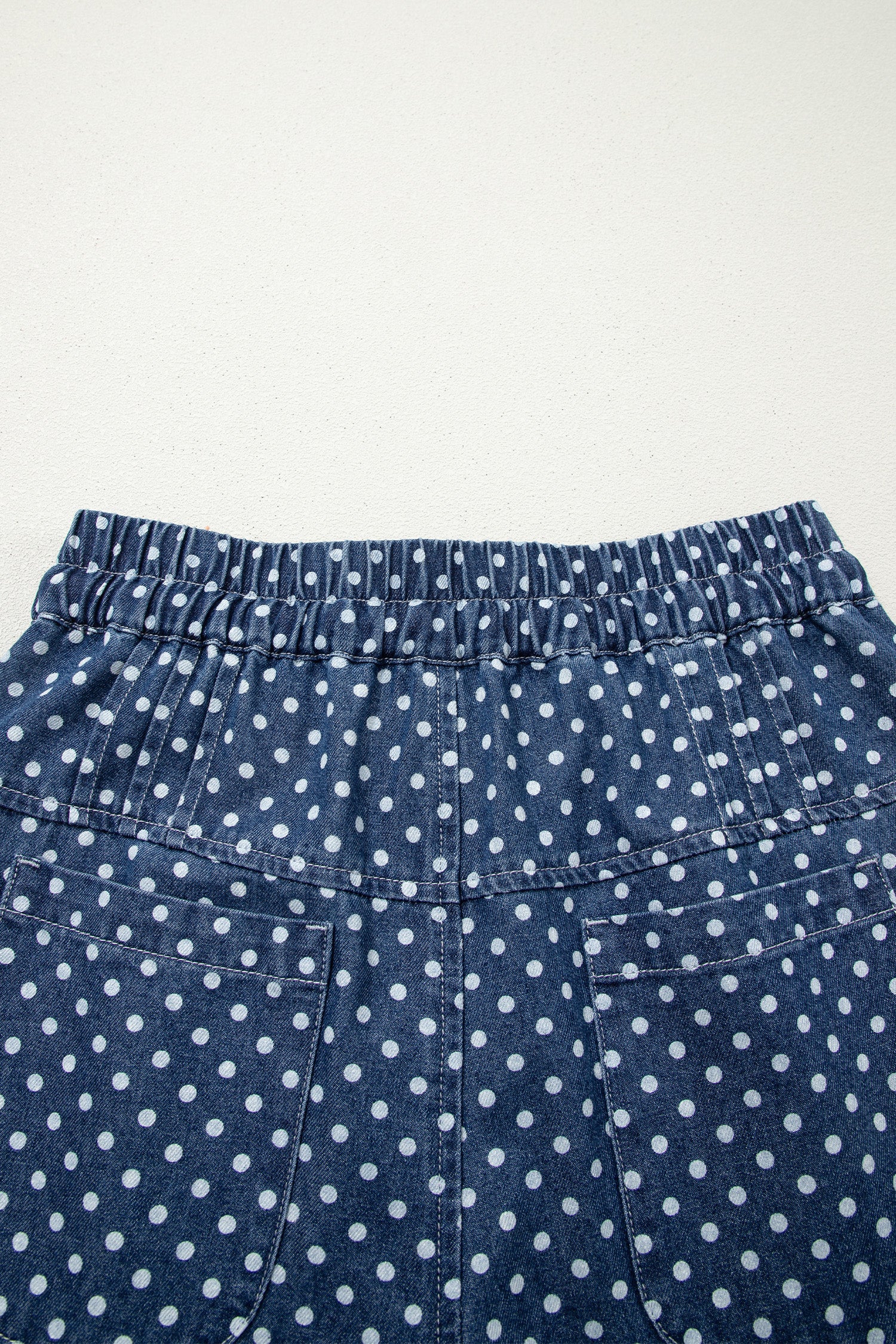 Sky Blue Polka Dot Print Button Pleated Detail Wide Leg Jeans – Light Blue