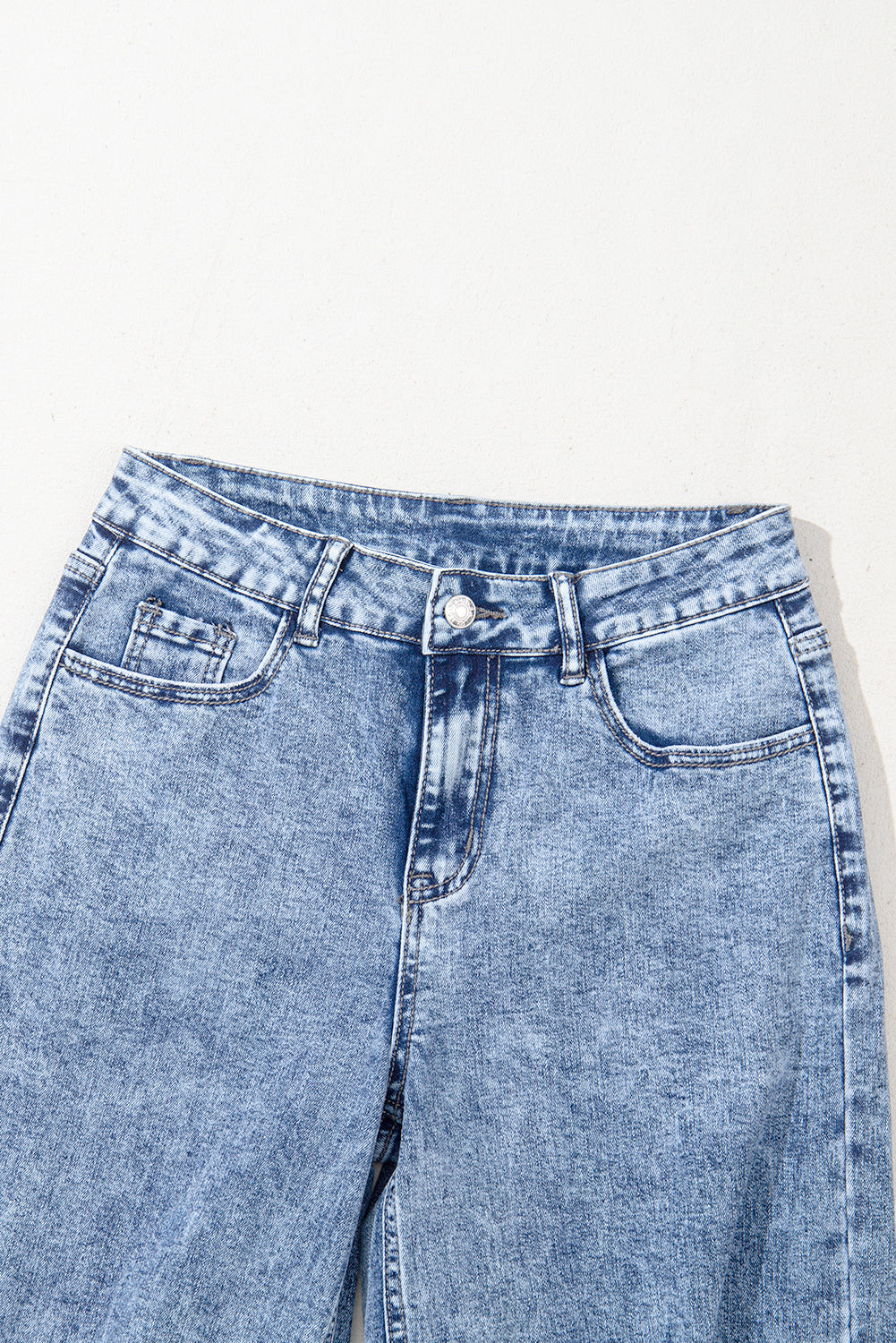 Ashleigh Blue Mineral Wash Bottom Cuff Distressed Wide Leg Jeans eAura
