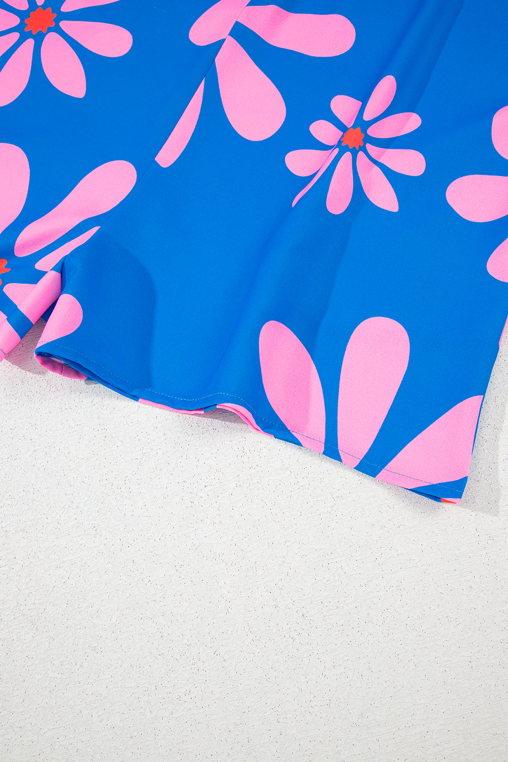 Blue Summer Flower Print Shirt Collar Button Front Loose Romper Dear-Lover Dropshipping