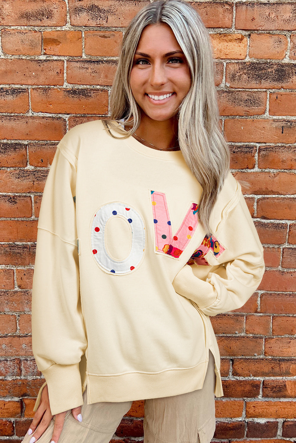 Apricot LOVE PATCH Graphic Oversized Sweatshirt eAura