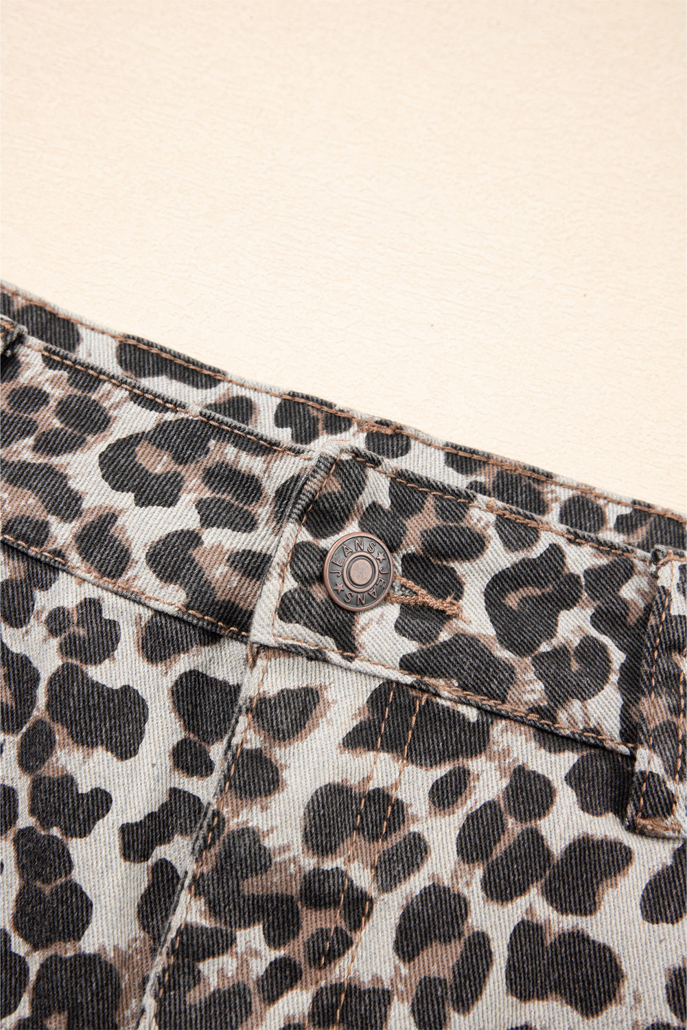 Khaki Leopard Denim Mini Skirt eAura