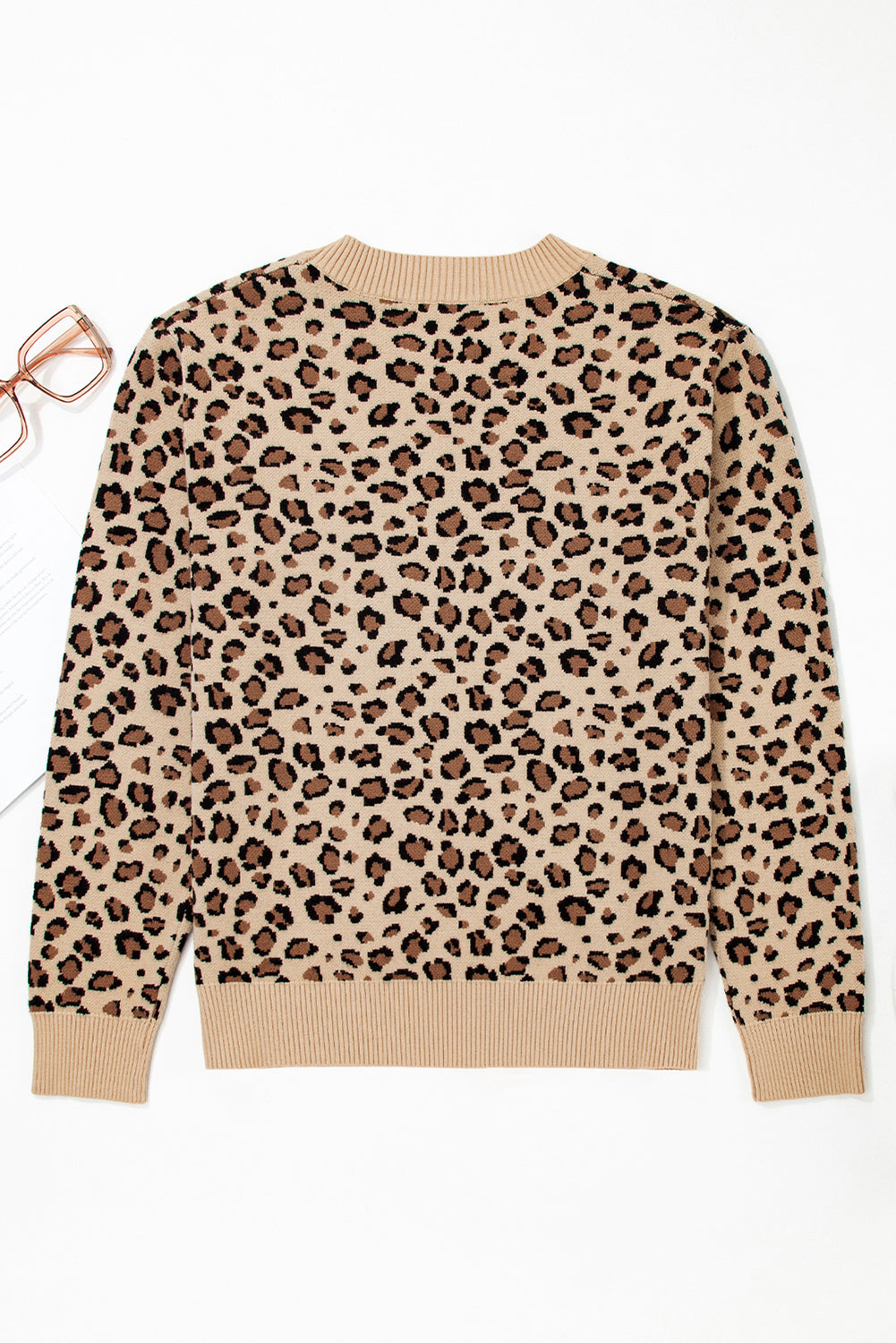 Leopard Pattern Sweater Dolman Sleeve - eAura