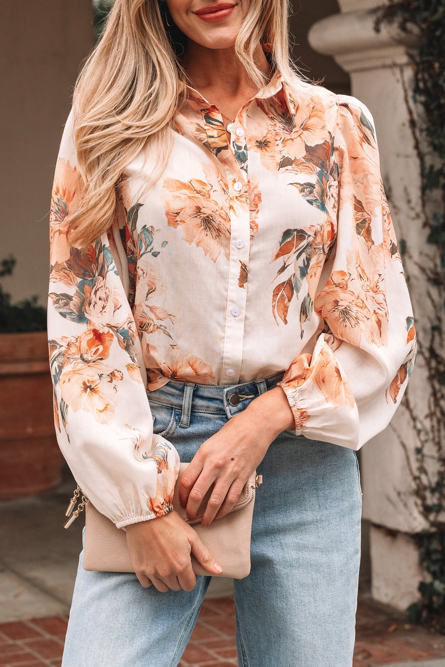 Floral Puff Sleeve Lightweight Shirt - eAura