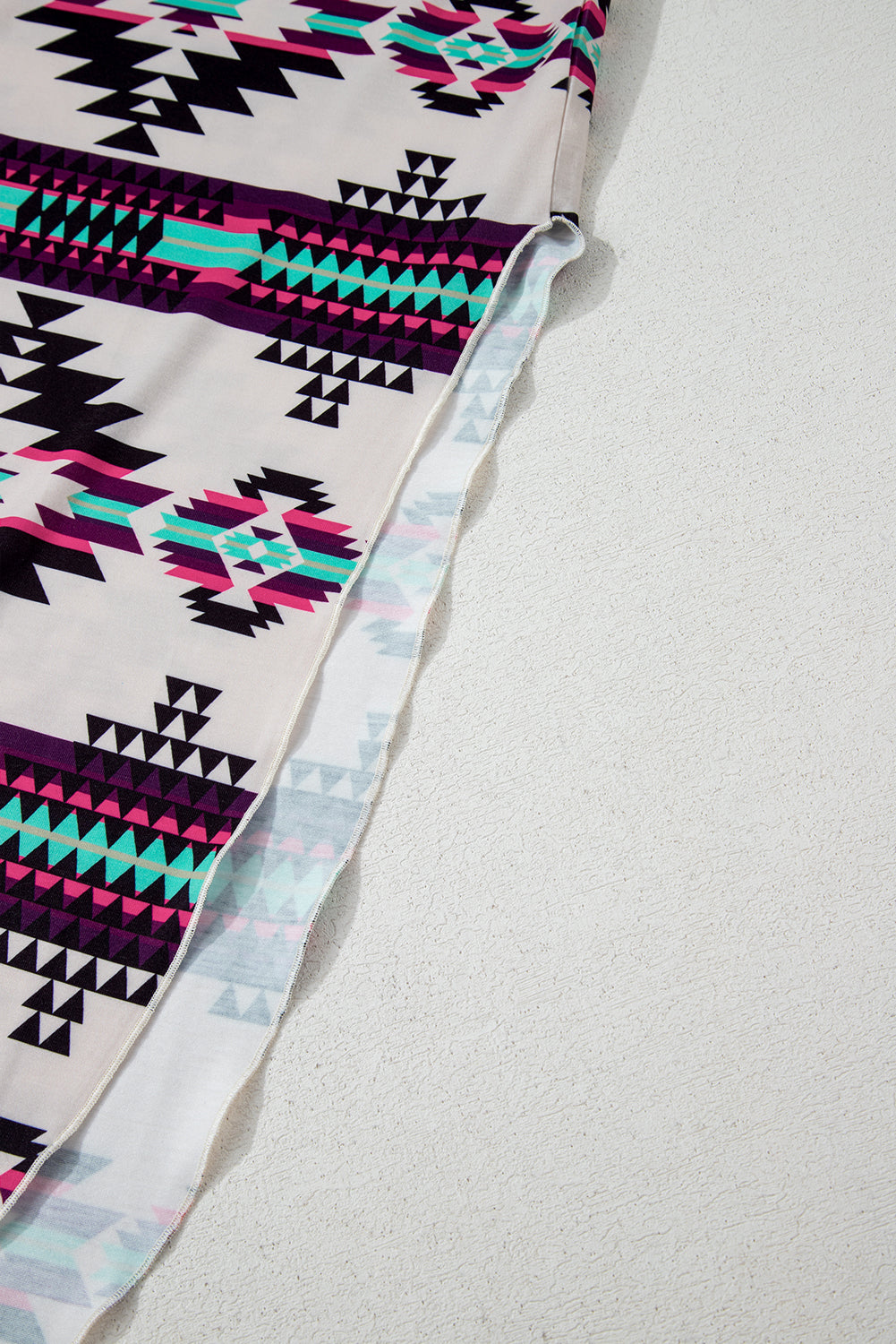 Beige Western Aztec Printed Long T-shirt Dress eAura