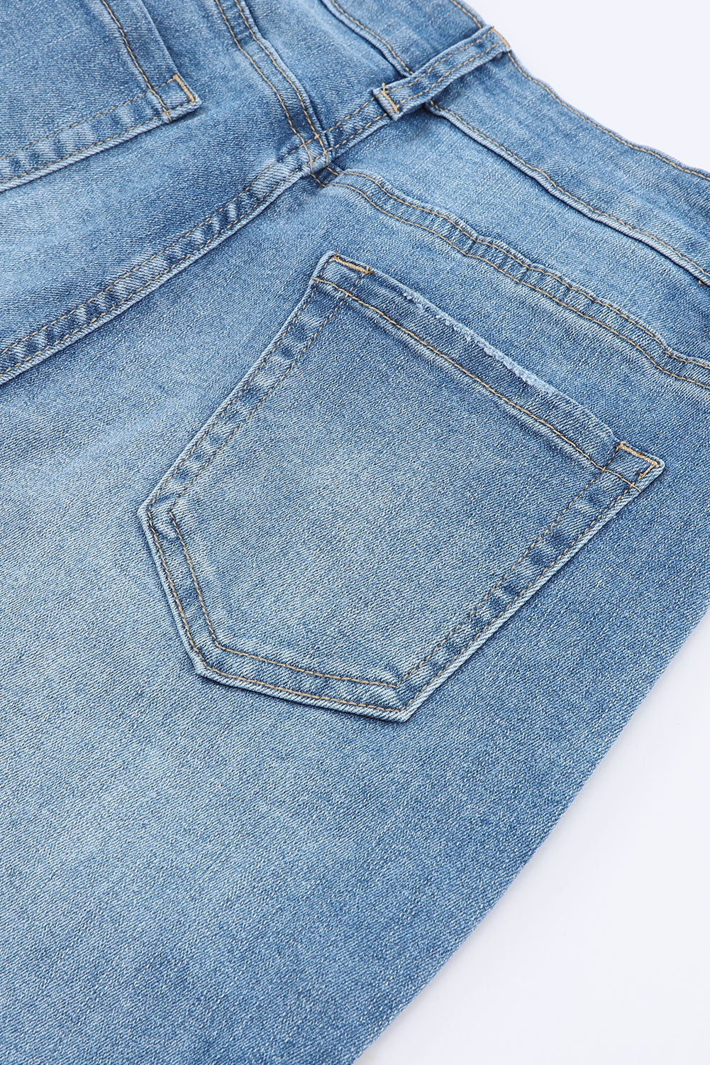 Sky Blue High Waist Buttoned Distressed Flared Jeans Beagle Boutique Fashion Outlet