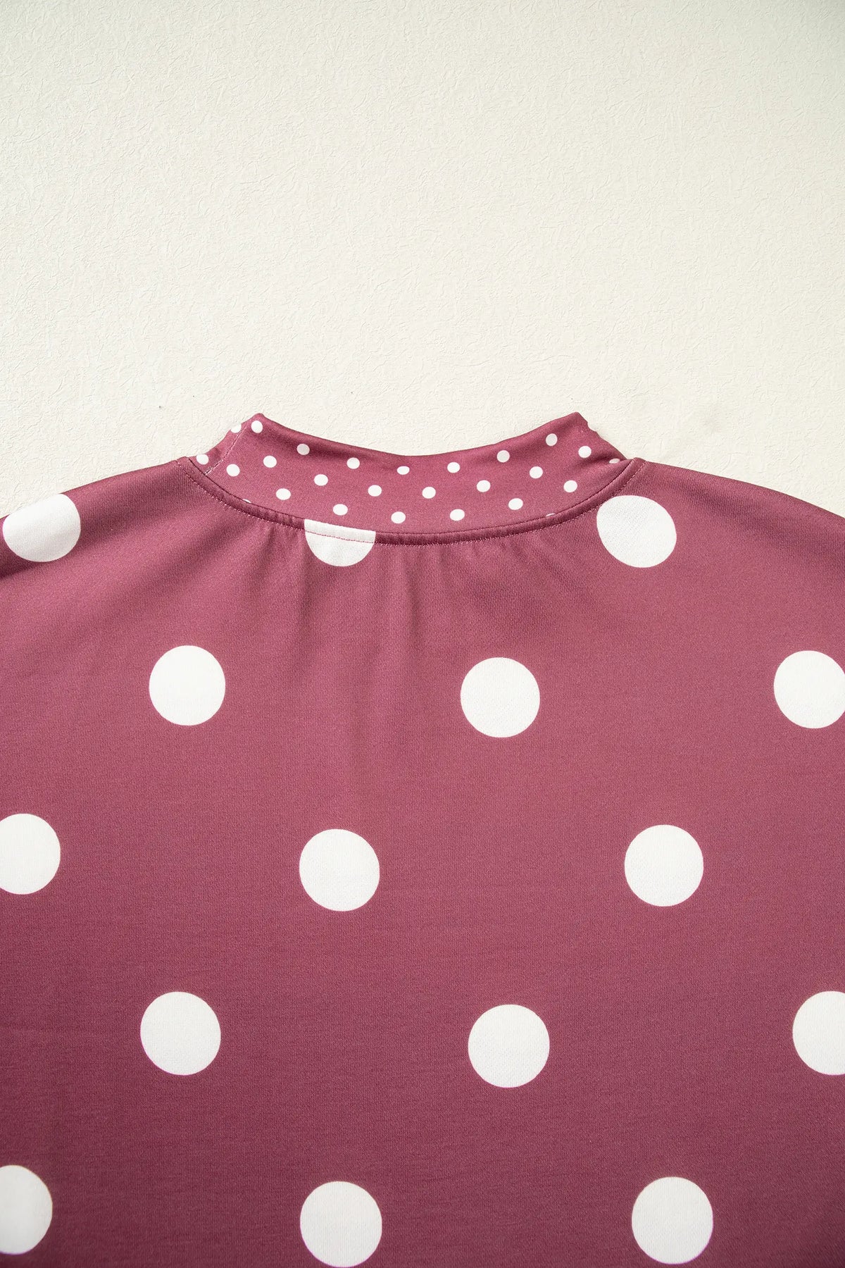 Polka Dot Print Contrast Detail Oversized Tunic Sweatshirt – Pink
