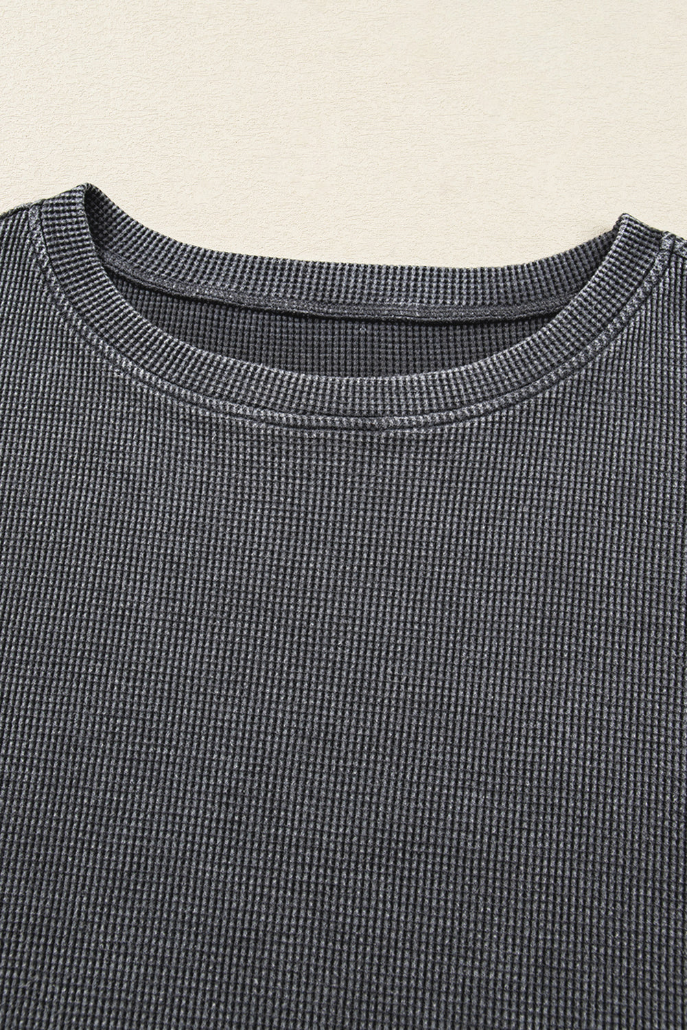 Waffle Textured Long Sleeve Loose Top eAura