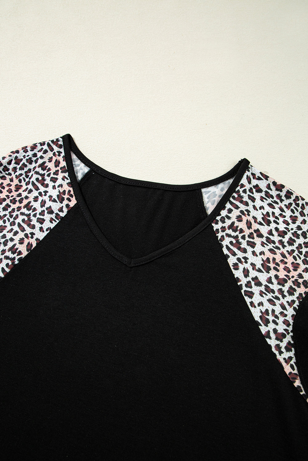 Black Leopard Ruffle Patchwork Sleeve Plus Size Summer Top BB Fashion Outlet