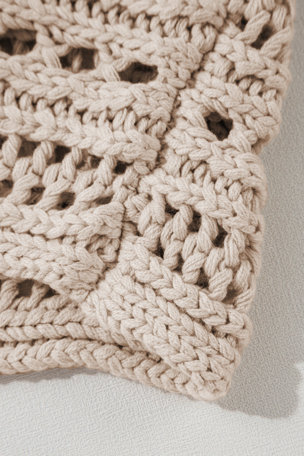 Smoke Grey Hollow-out Cable Knit Cropped Sweater eAura