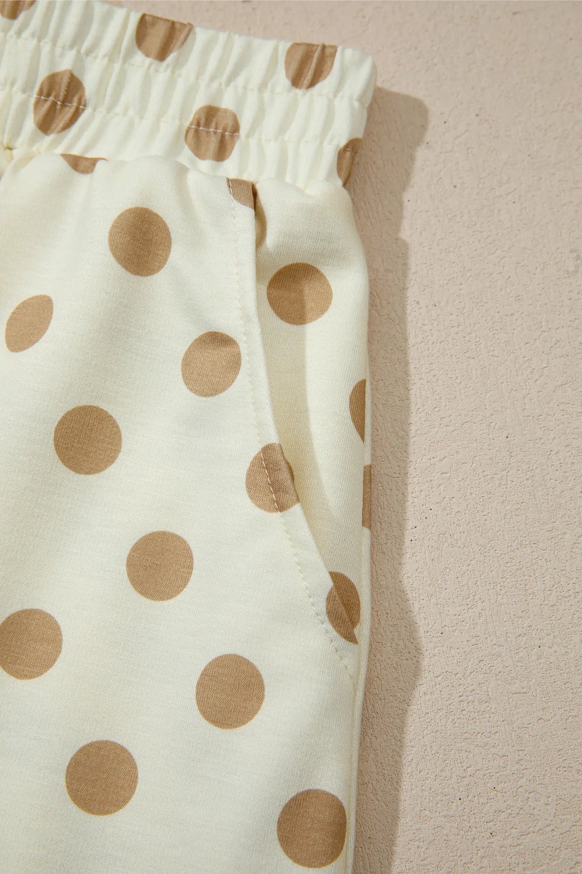 Polka Dot Hooded Long Sleeve Top Casual Mini Skort Set – Khaki