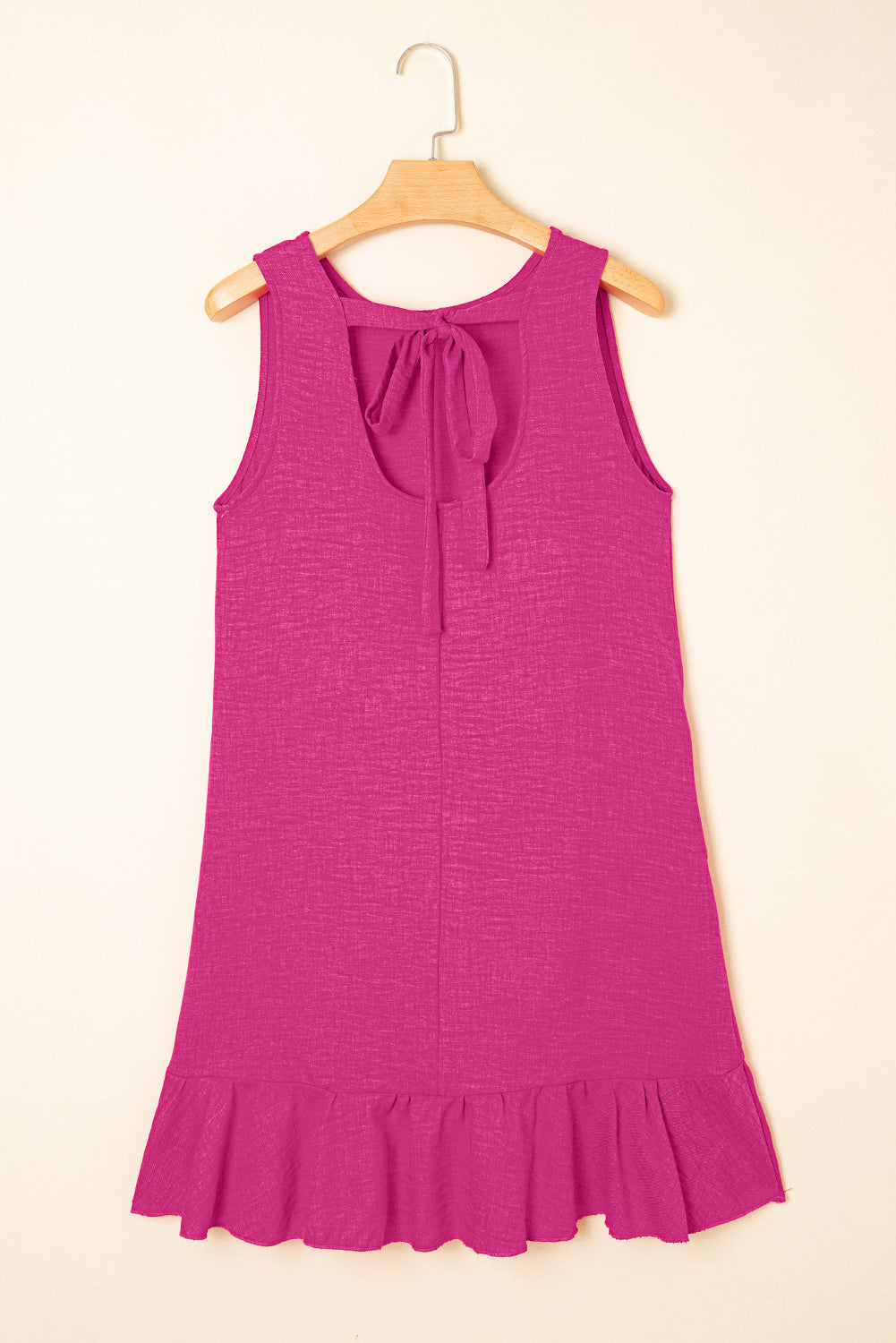 Knot Scoop Back Ruffle Hem Sleeveless Mini Dress eAura