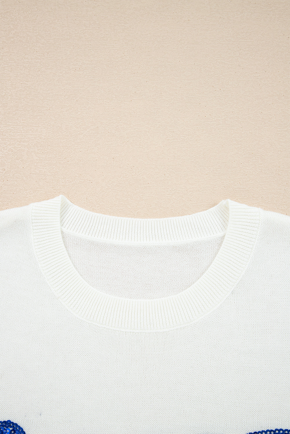 White Sequined GAME DAY Graphic Round Neck Sweater eAura