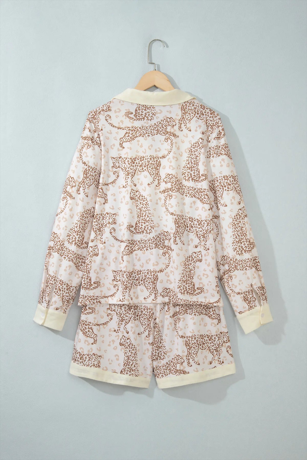 Leopard Print Colourblock Pocket Placket Long Sleeve Lounge Set – Yellow