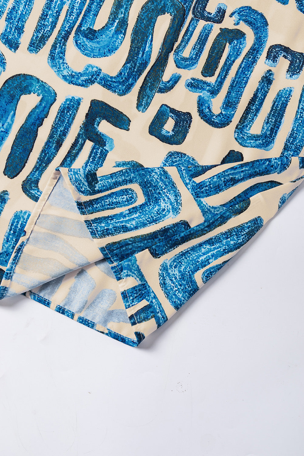 Beige Embroidered Puff Sleeve Frilled Neck Printed Top eAura