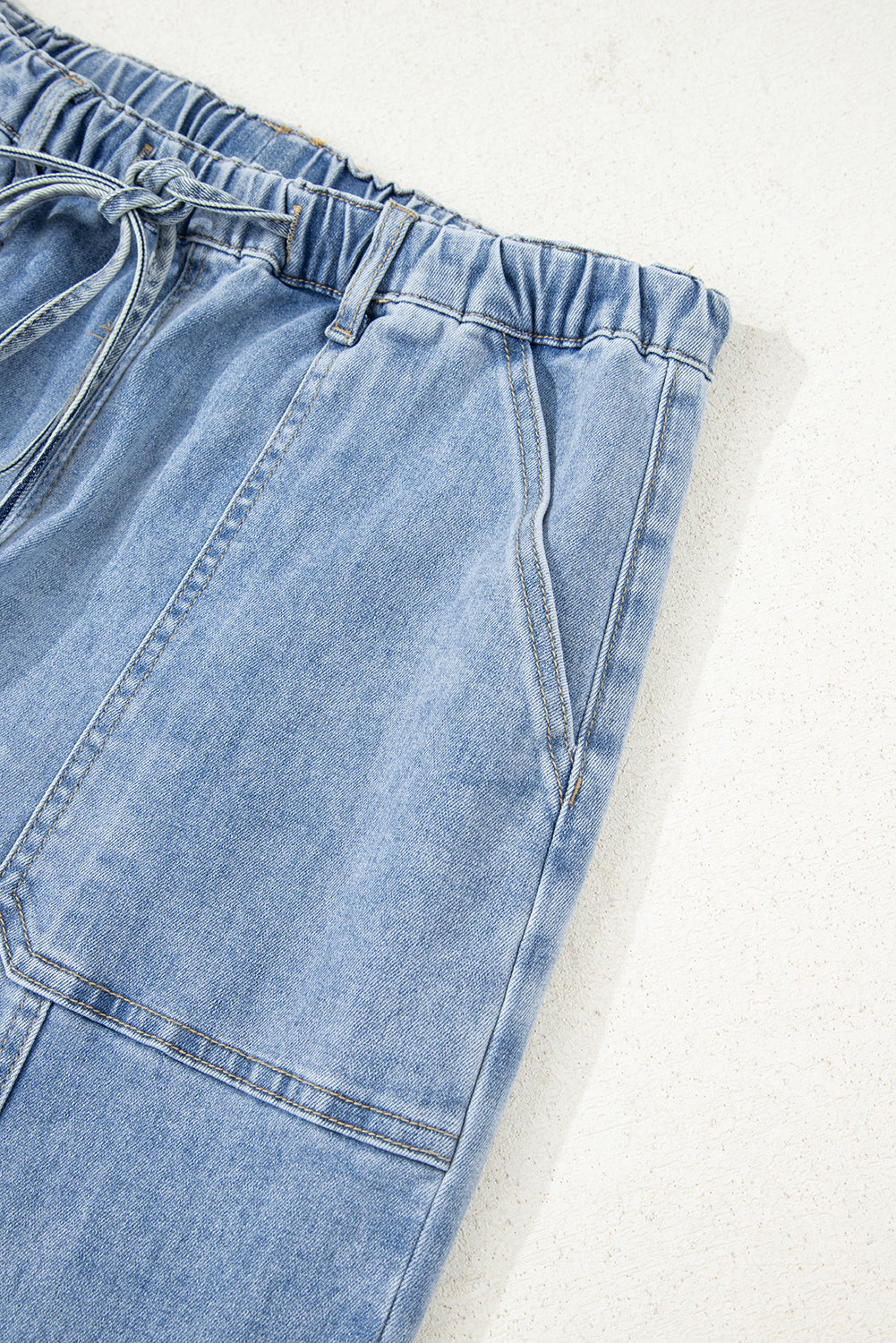 Drawstring Seam Detail Raw Hem Wide Leg Denim Jeans Dear-Lover Dropshipping
