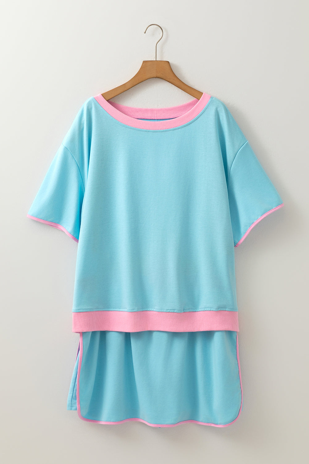 Plus Size Contrast Trim T-Shirt and Skirt Two Piece Co-ord Set Dear-Lover Dropshipping