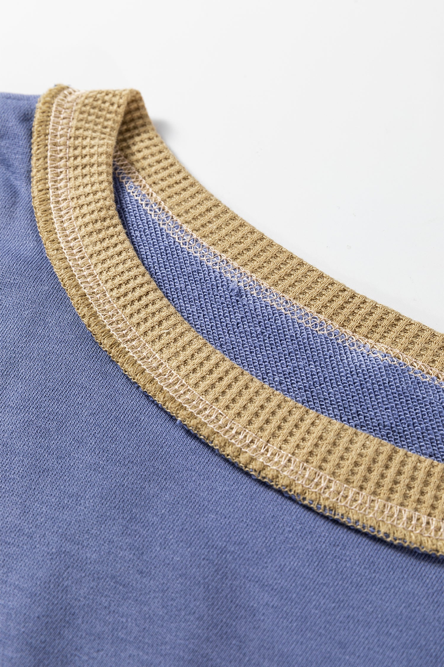 Mix Texture Waffle Patchwork Oversize Sweatshirt - eAura