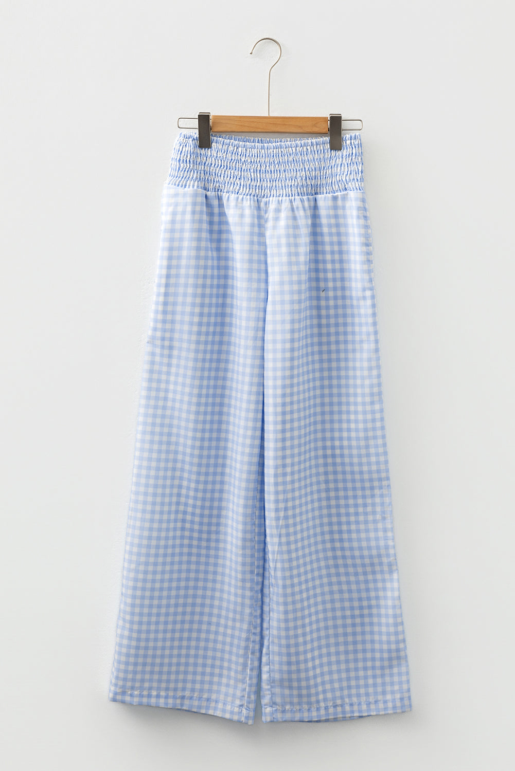 Plaid Print Smocked High Waist Loose Trousers - eAura