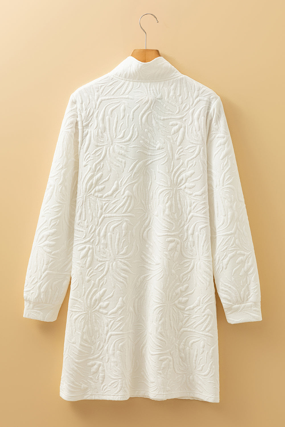 Jacquard Textured Quarter Zipper Shift Mini Dress - eAura