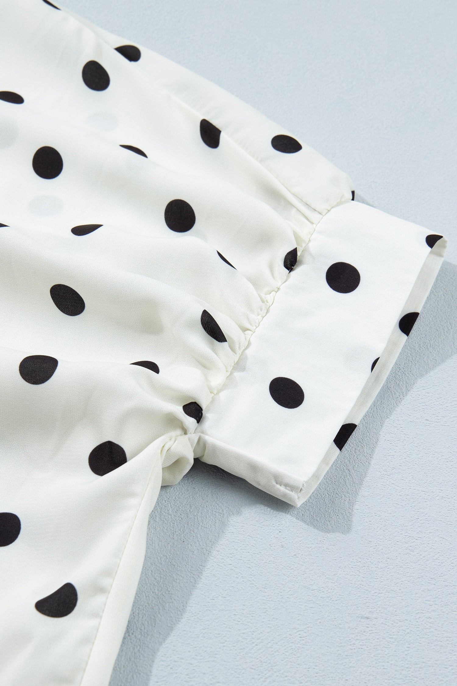 Beige Polka Dot Print Loose Dolman Shirt