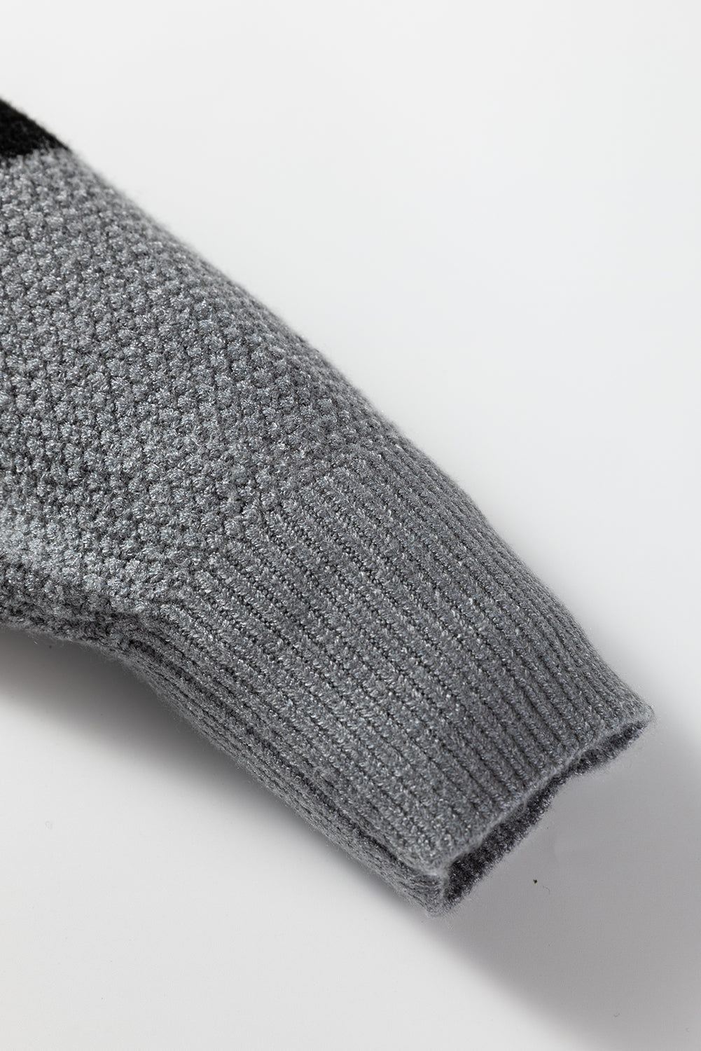 Colour Block Knit Striped Sleeve Detail Casual Sweater - eAura