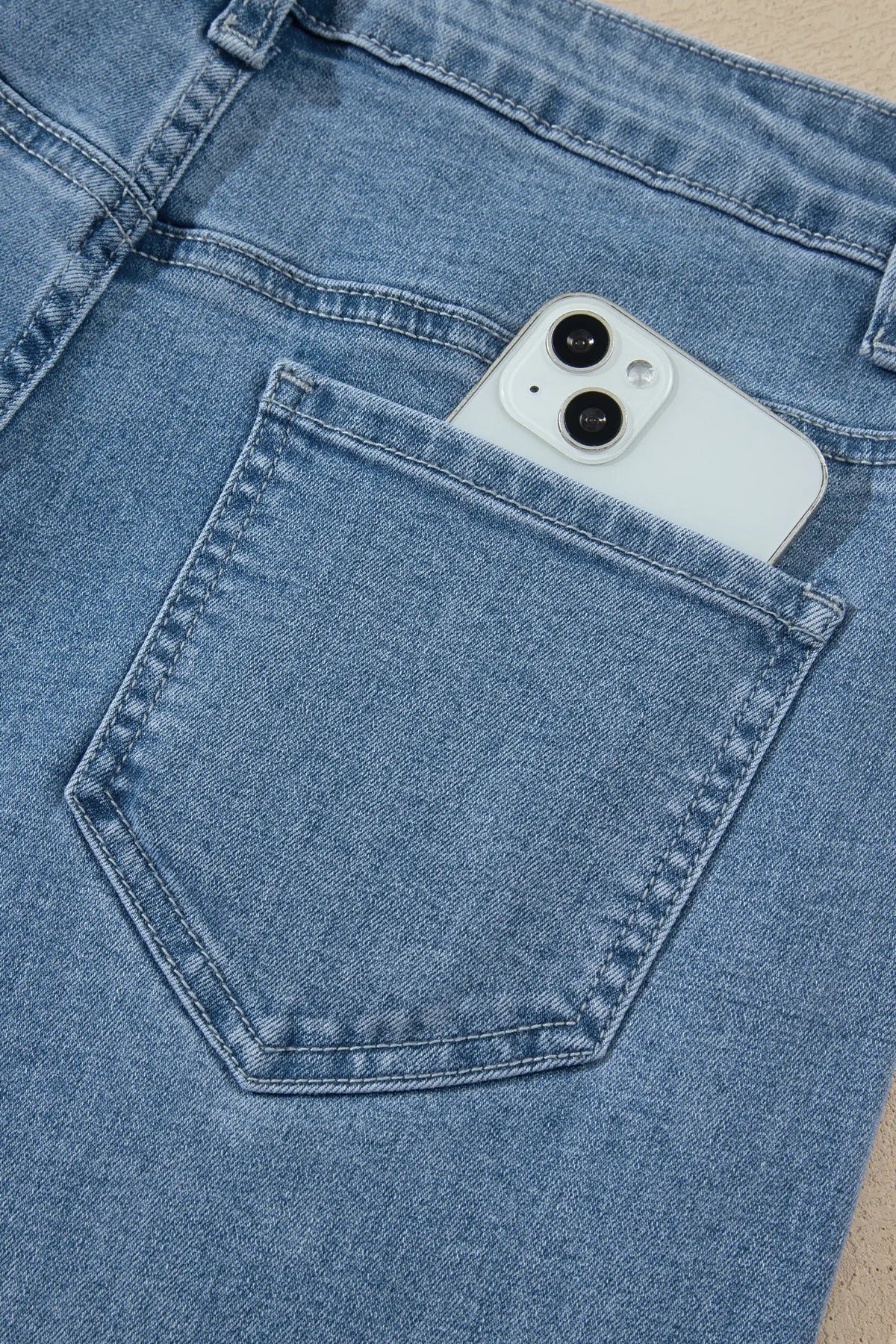 Side Seam Rivet Detail Ankle Length Casual Jeans – Coffee
