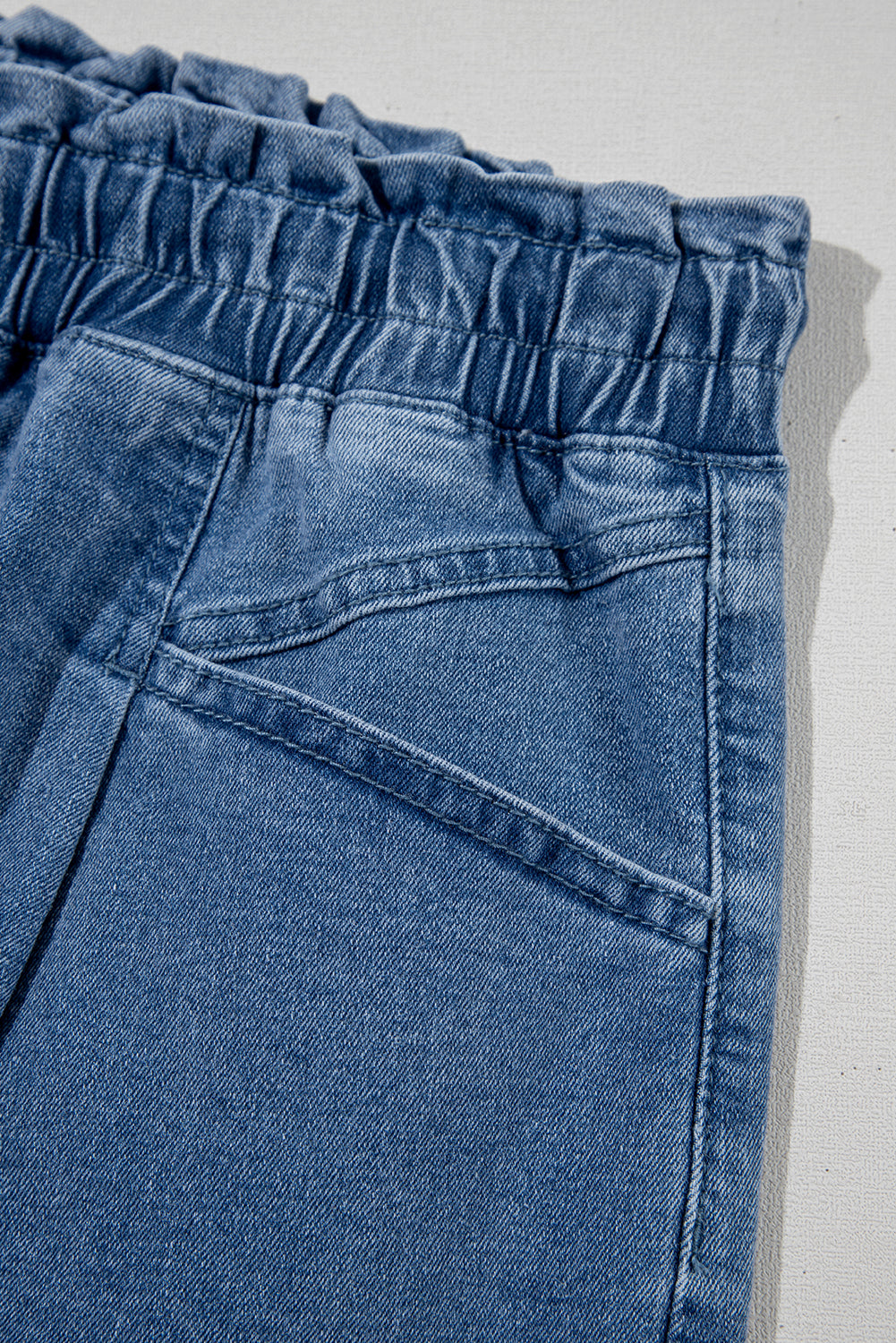 Ashleigh Blue Drawstring High Waist Casual Denim Shorts with Pockets eAura