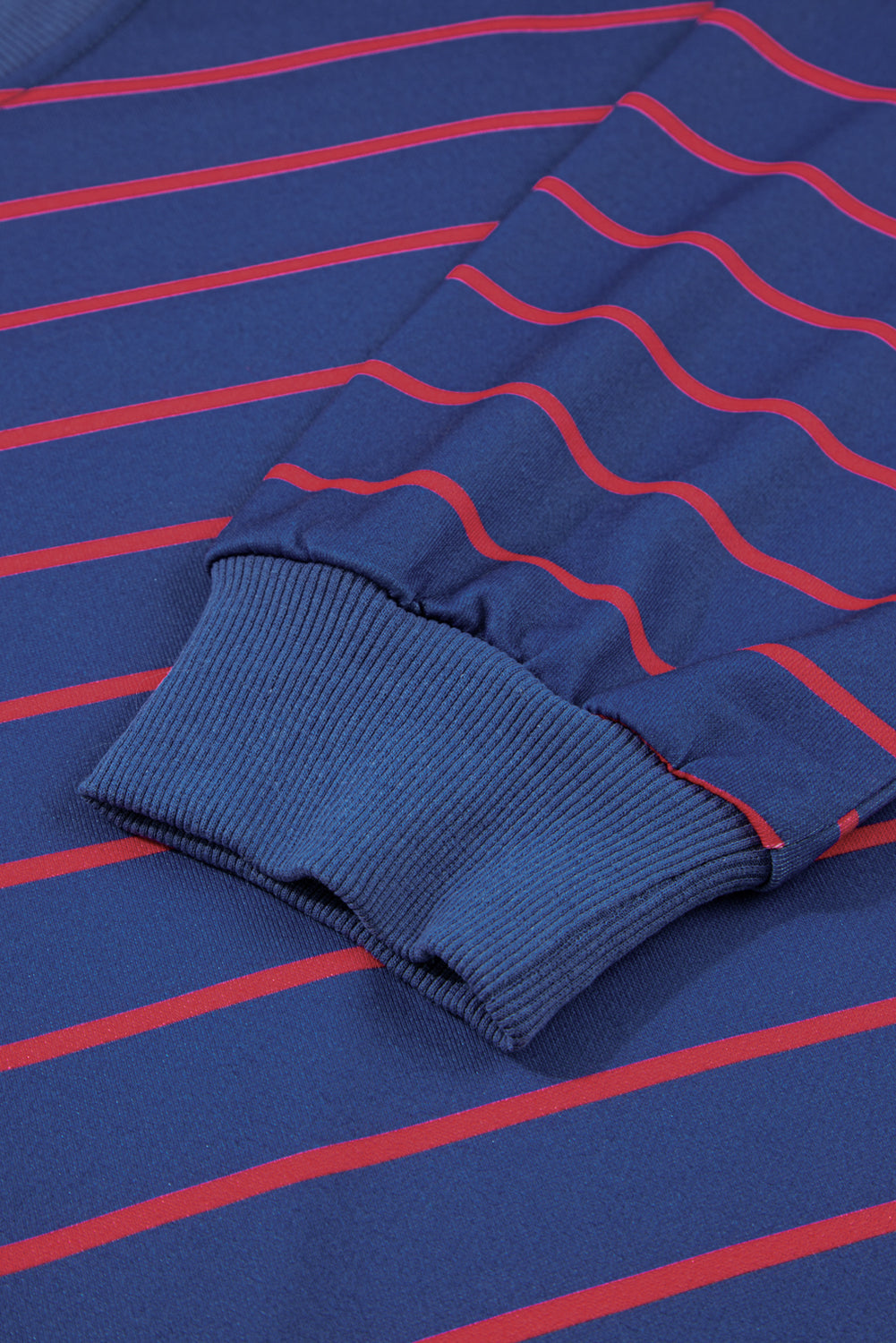 Striped Overlap Detail Drop Shoulder Pullover Sweatshirt eAura