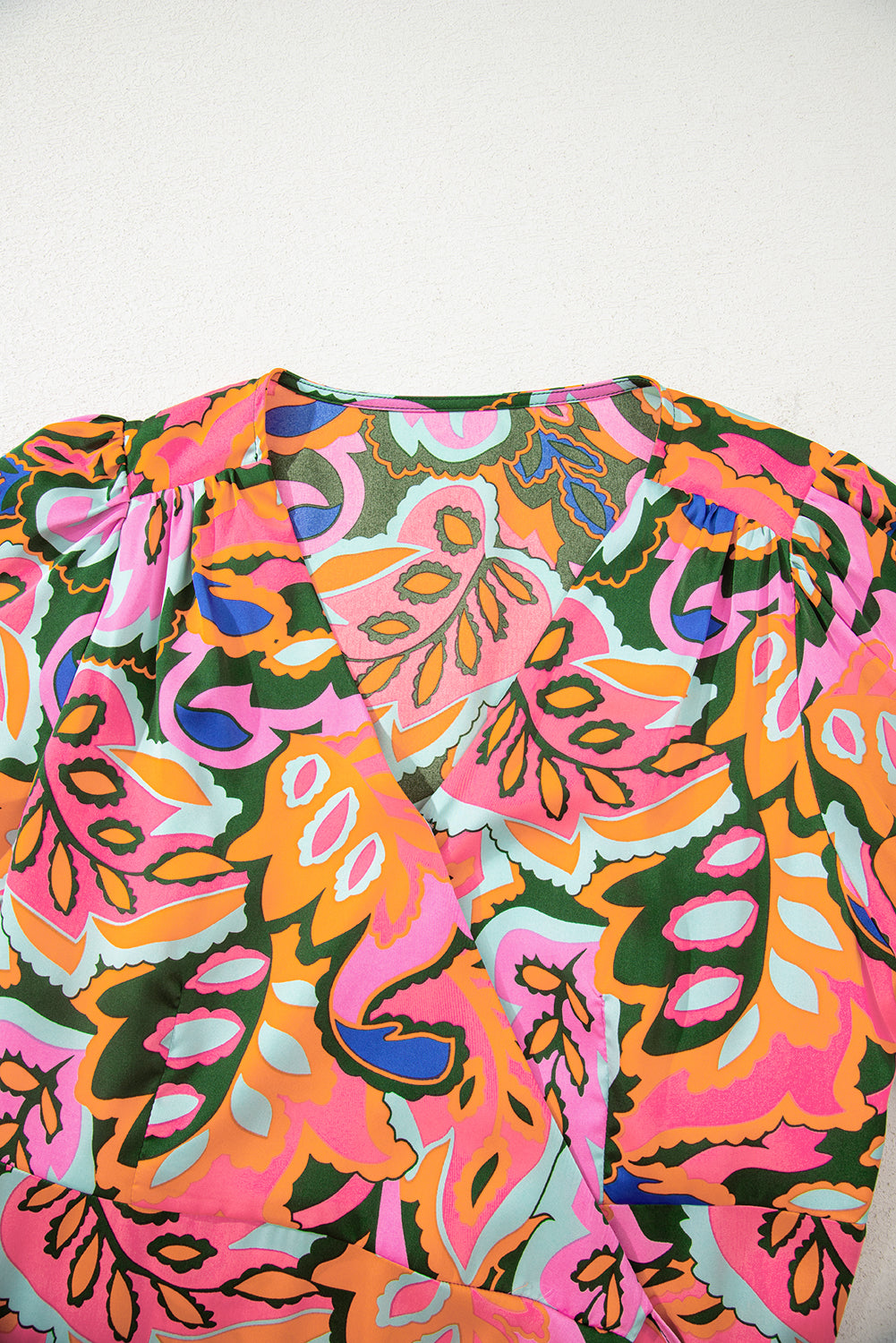 Summer Plant Print V-Neck Ruffled Maxi Dress BB Fashion Outlet