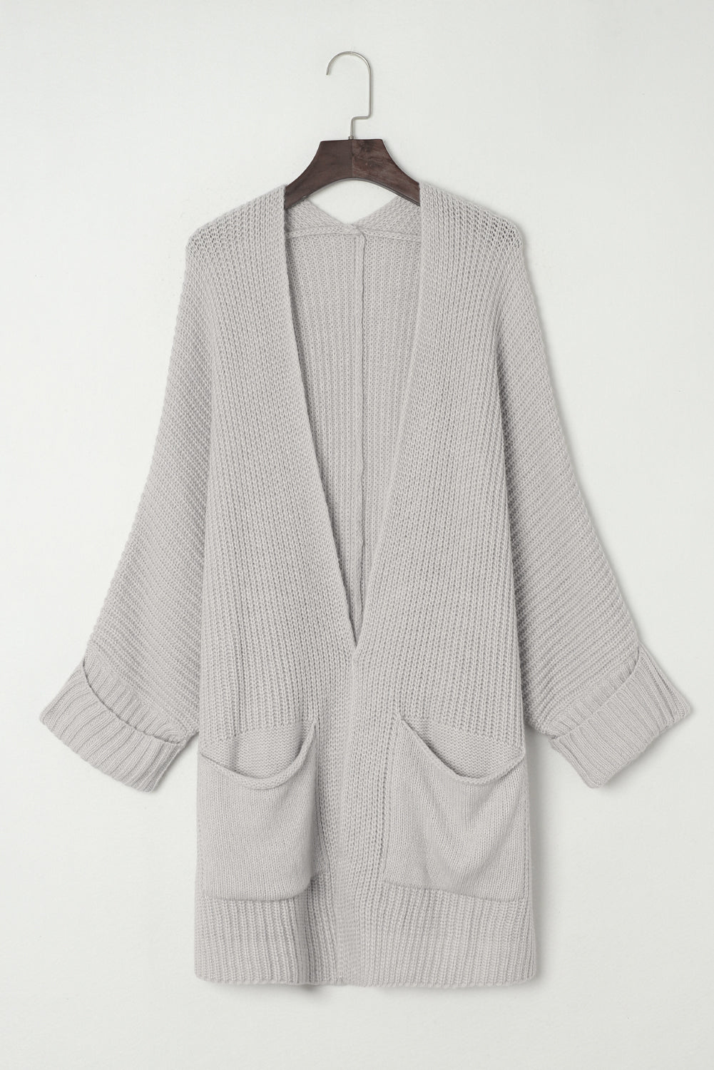 Batwing Sleeve Pocket Oversized Cable Knit Cardigan