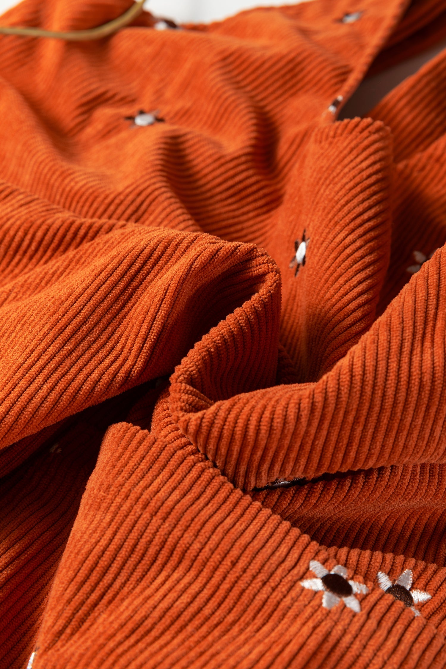 Flower Embroidered Corduroy Overall Mini Dress - eAura