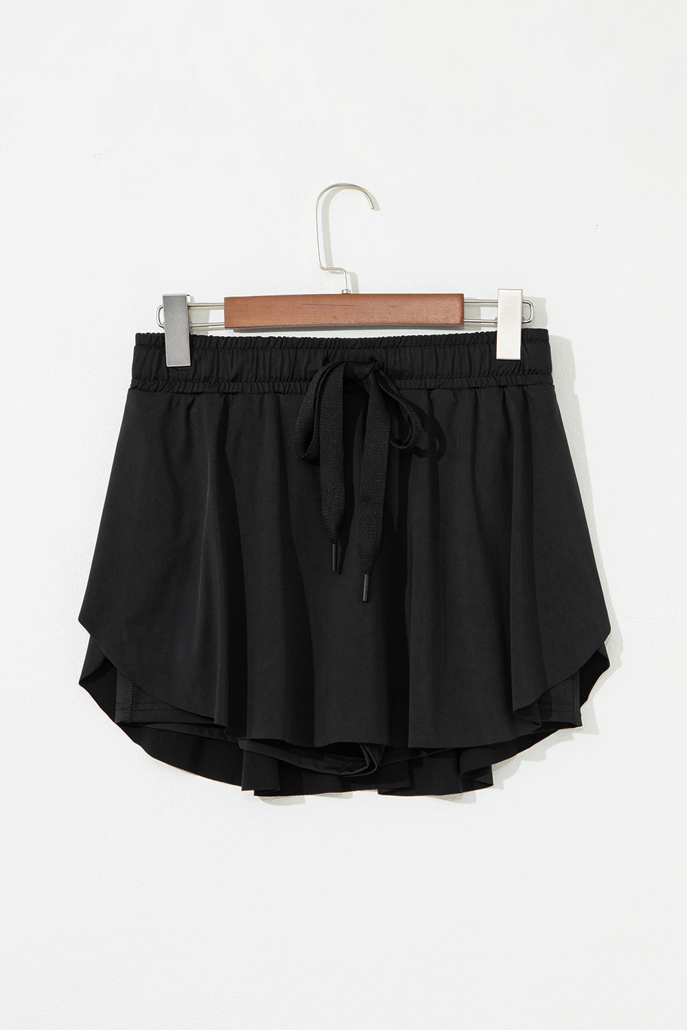 Black Drawstring High Waist Lined Tennis Skorts eAura