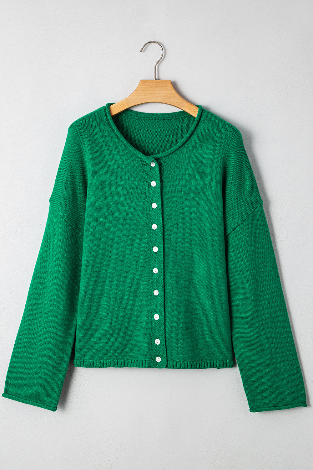 Knit Button Drop Shoulder Sweater Cardigan - eAura