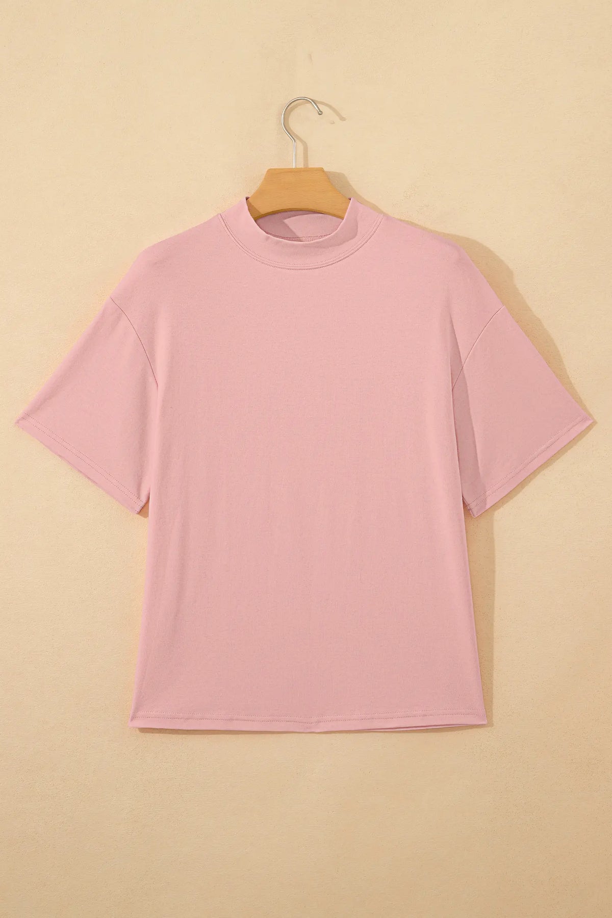 Solid Colour High Neck Oversize Tee – Wisteria