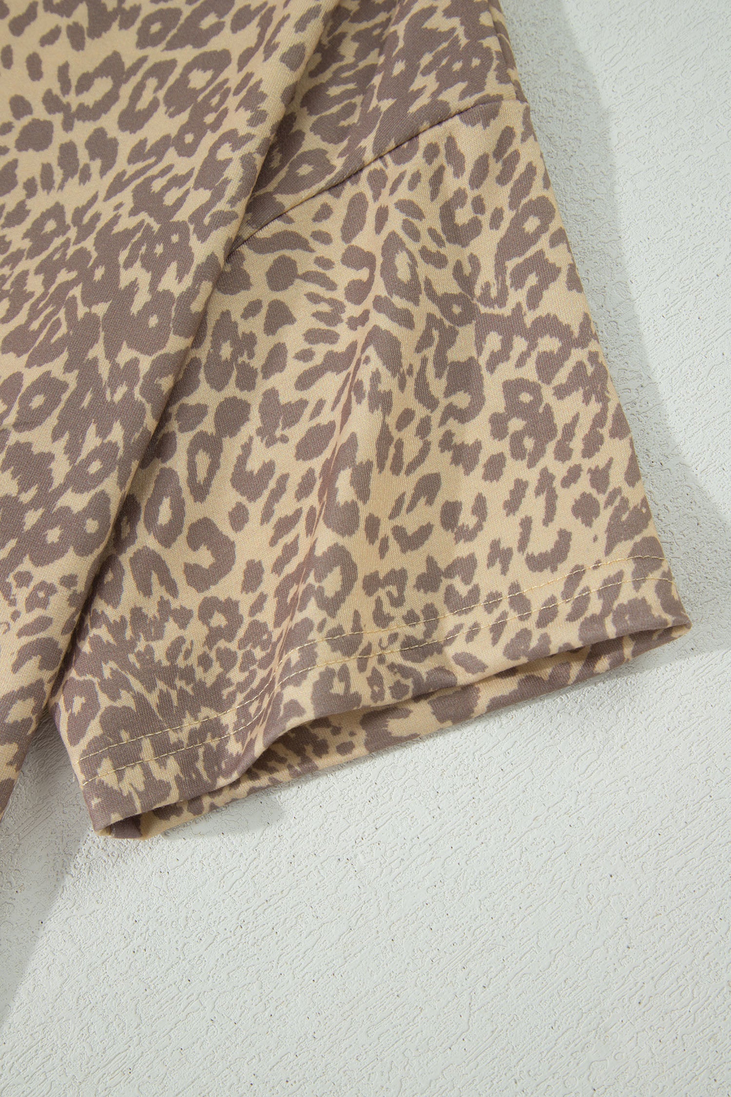 Leopard Print Studded Star Patch Loose Tee – Khaki & Pink