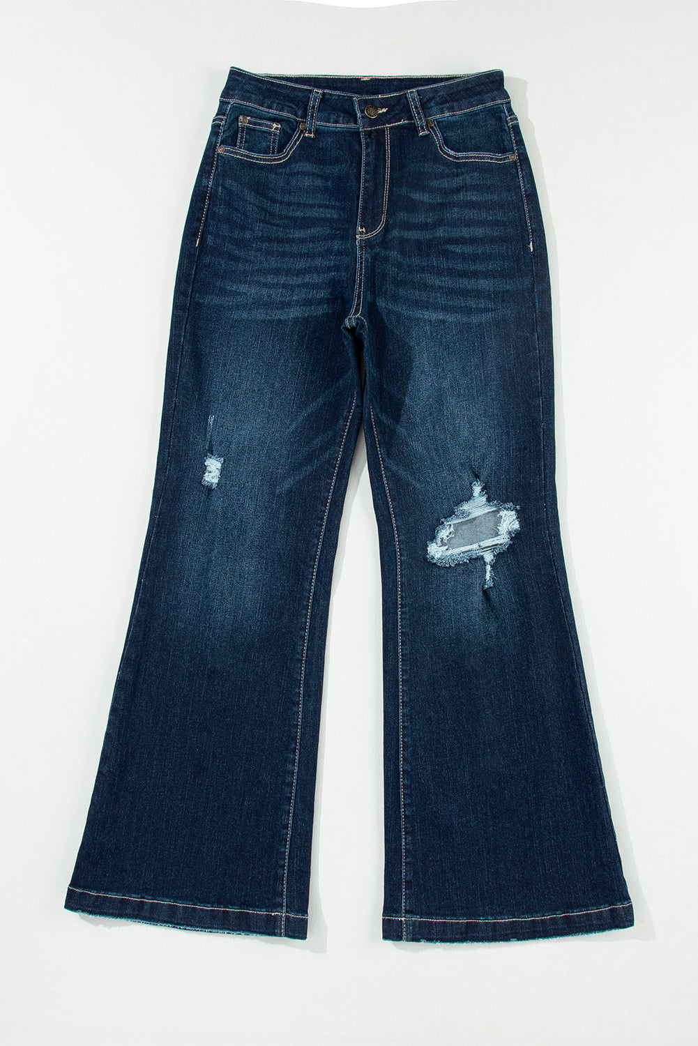 Real Teal High Rise Ripped Bell Bottom Jeans Beagle Boutique Fashion Outlet