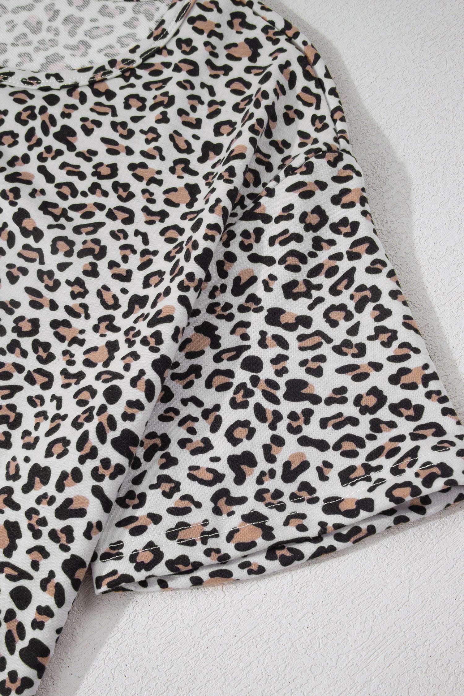 Leopard Print High-Low Tee & Wide Leg Pants Set – Brown