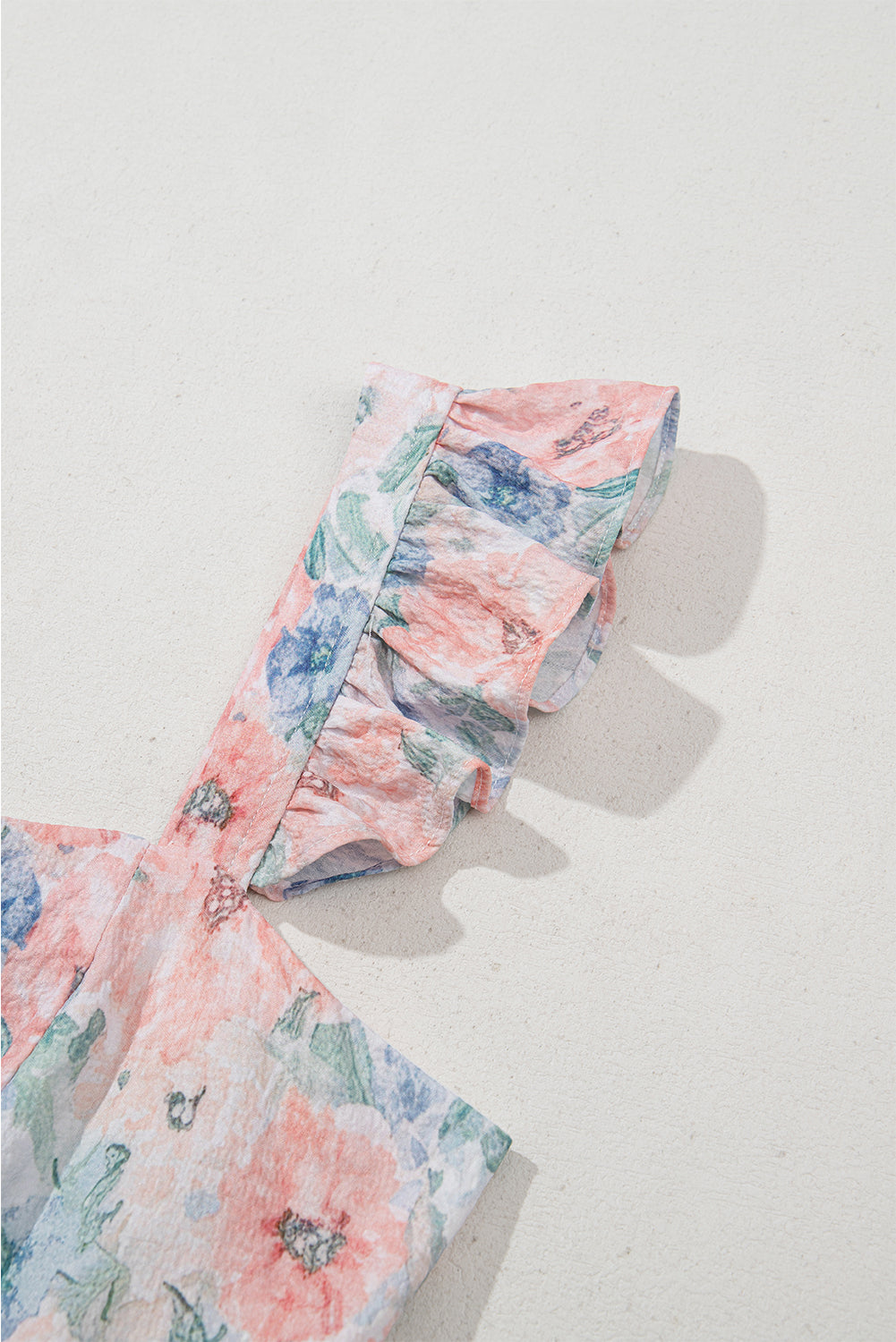 Pink Floral Print Square Neck Backless Long Dress with Slit eAura