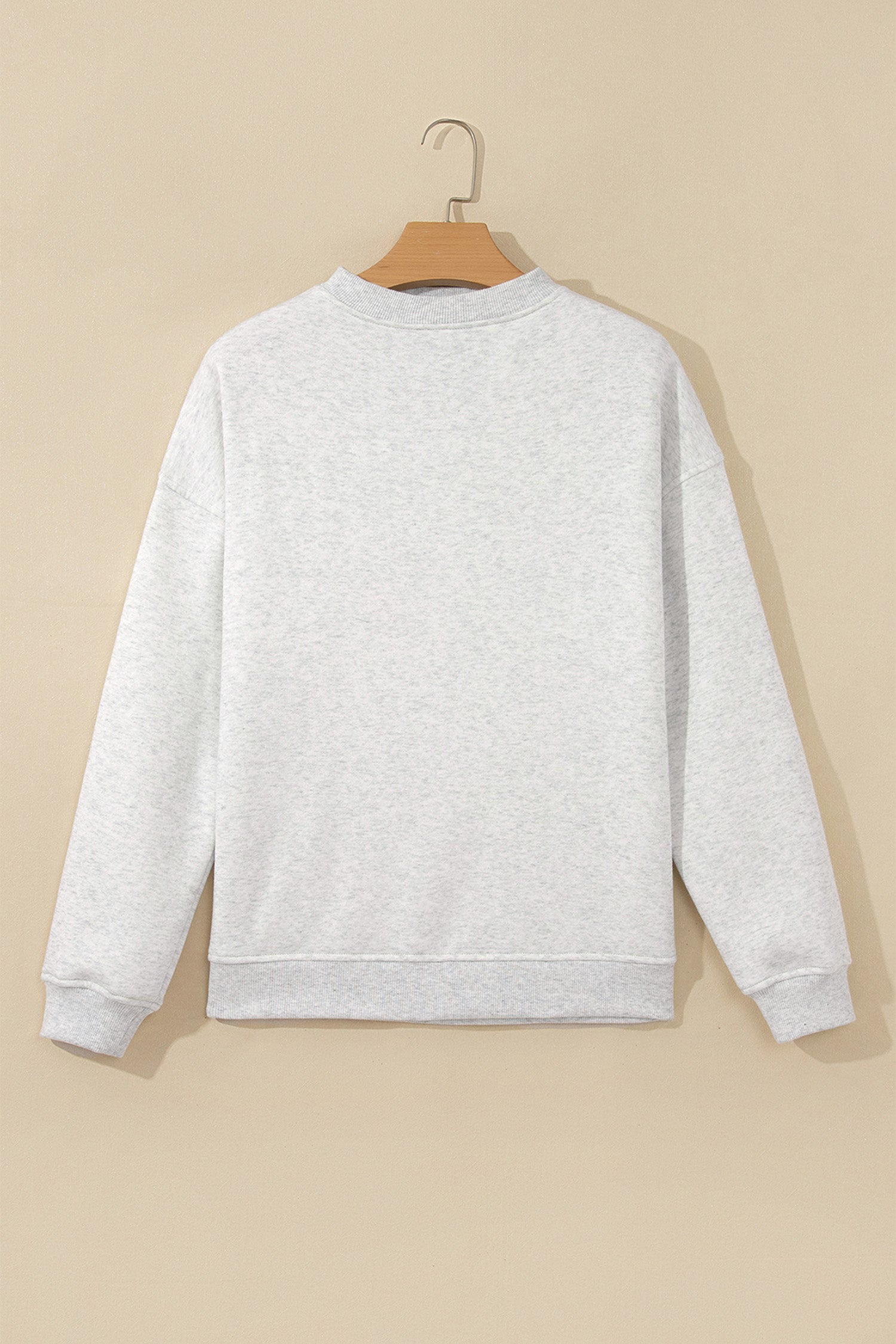 High Neck Ribbed Cuff Hem Sweatshirt – Light Grey