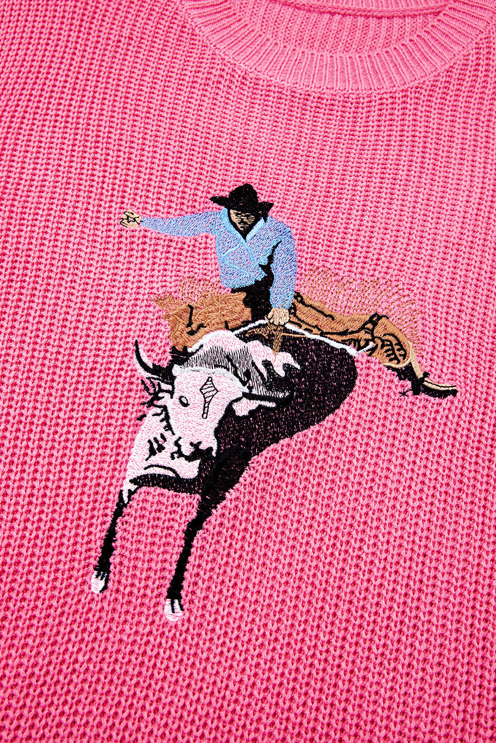 Western Cowboy Embroidery Round Neck Sleeveless Sweater eAura