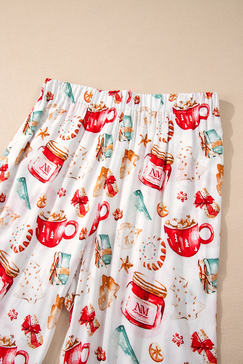 White Christmas Pattern Long Sleeve Shirt Pyjama Set eAura