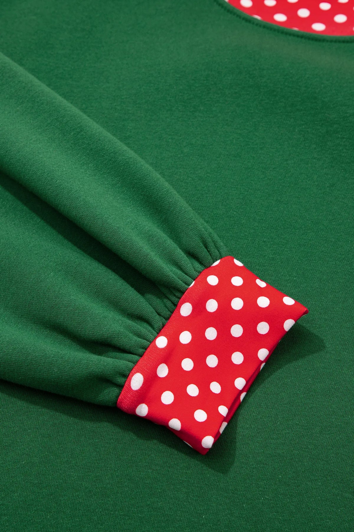 Polka Dot Patchwork Round Neck Plus Size Sweatshirt – Racing Red