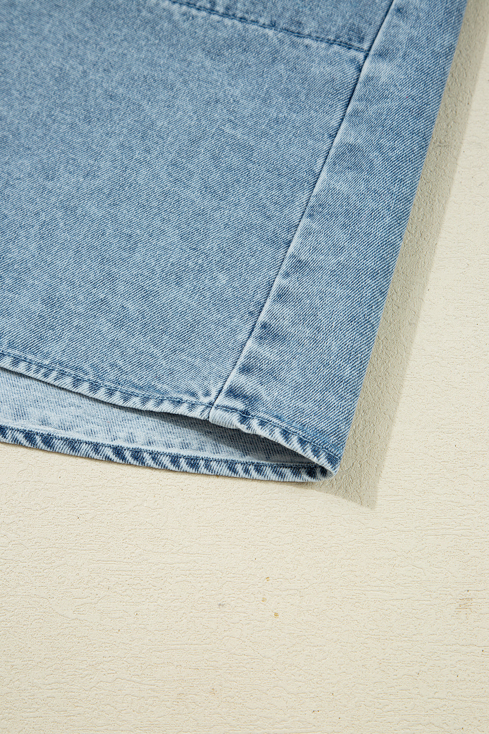 Smocked Cuffs Flared Denim Shirt Mini Dress - eAura