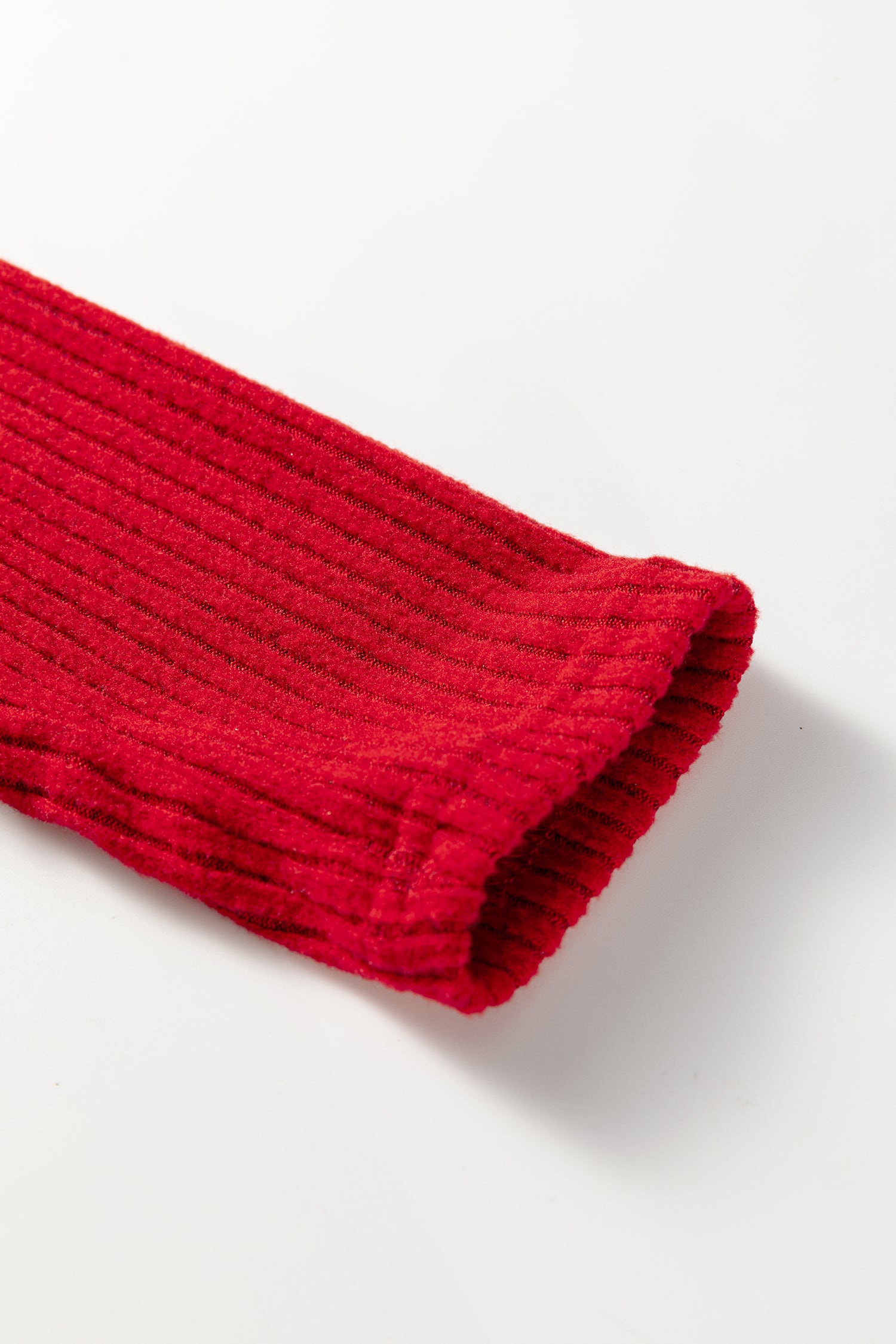 Ribbed Notched Neck Knit Long Sleeve Leggings Two Pieces Lounge Set – Racing Red