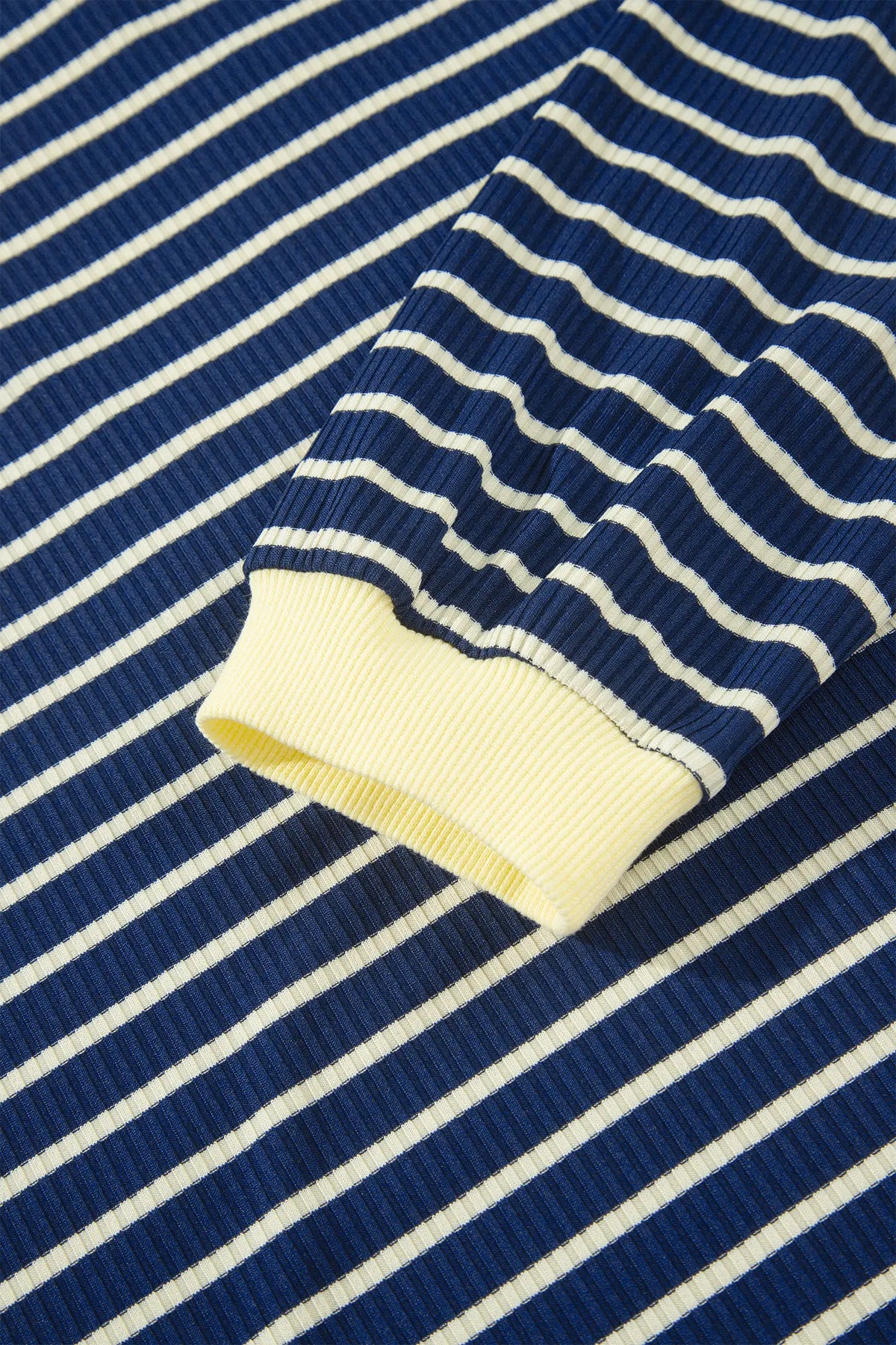 Colour Block Patchwork Zip V Neck Pullover Loose Pants 2pcs Set – Blue Stripe