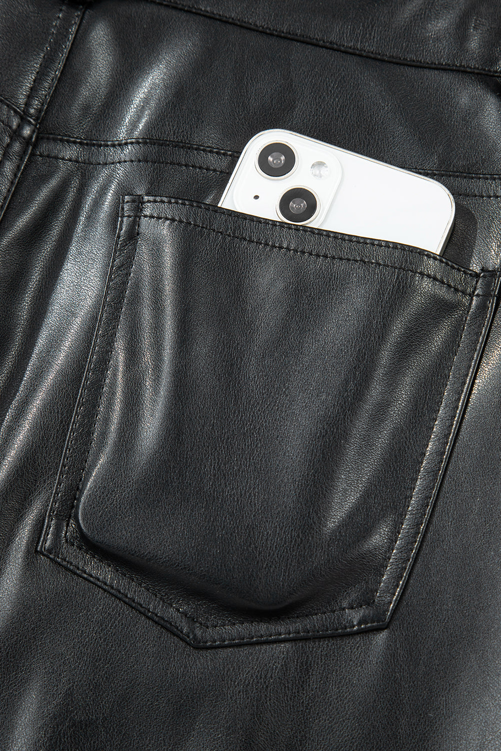 Black Faux Leather Side Slit Maxi Skirt eAura