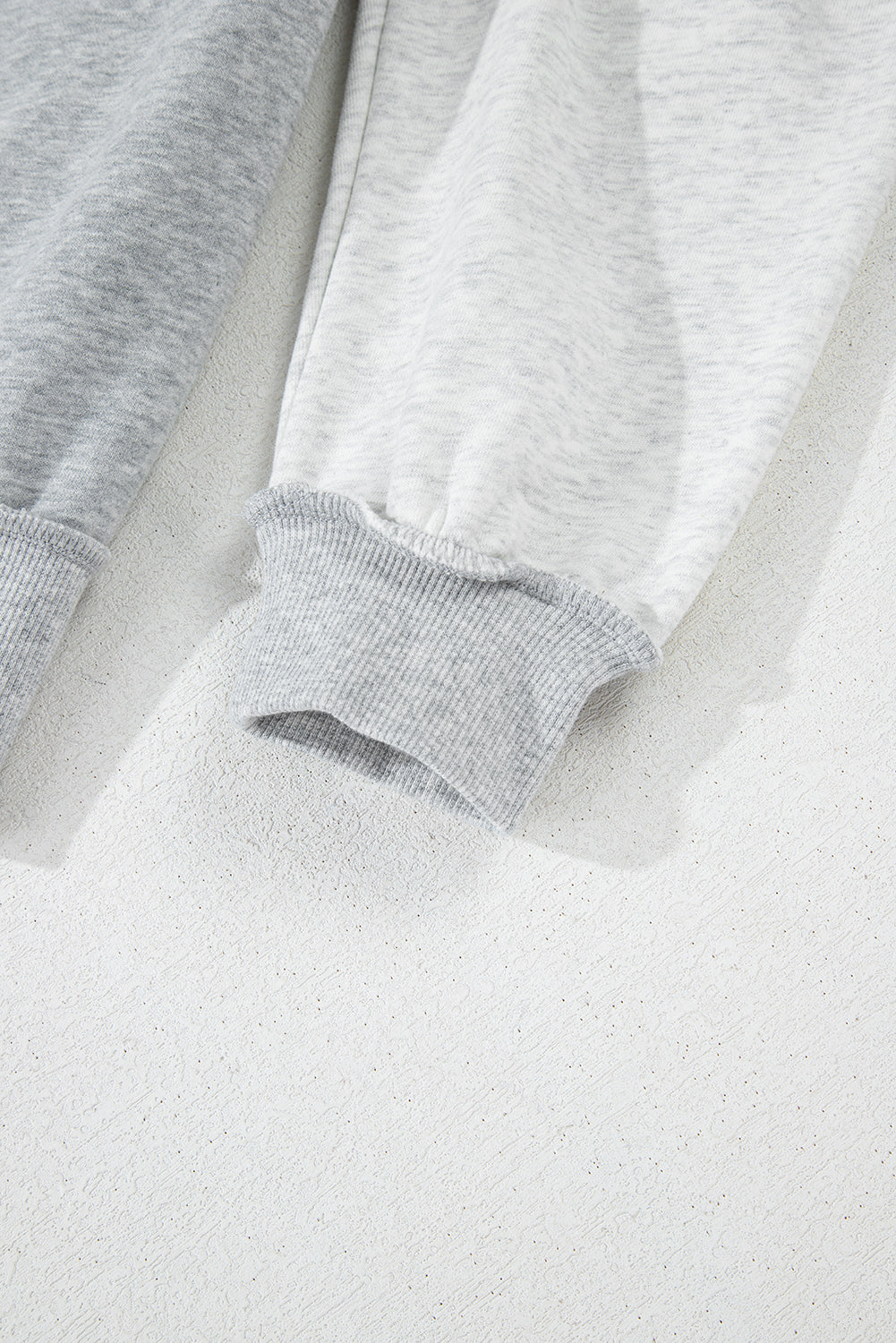 Grey Half Zipper Collared Drop Shoulder Side Slits Sweatshirt eAura